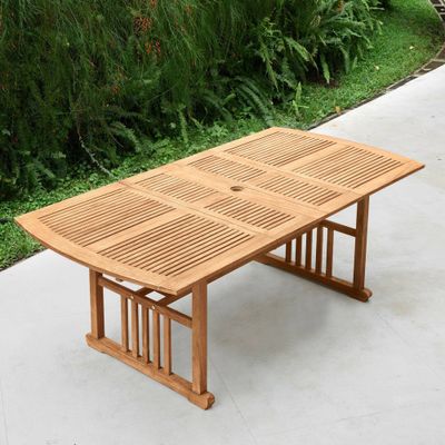 Auburn Outdoor Teak Wood Extendable Rectangle Dining Table - Cambridge Casual: Weather-Resistant, Seats 6