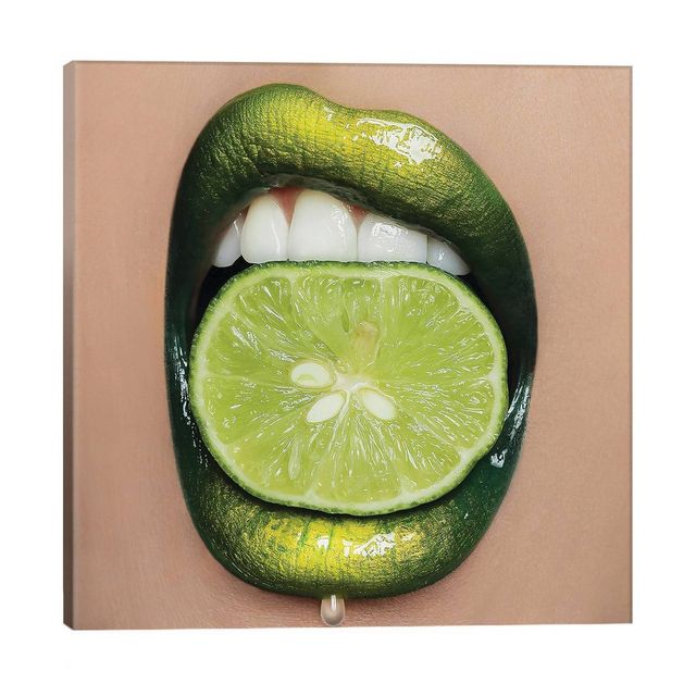 Lime Lips by Vlada Haggerty Unframed Wall Canvas - iCanvas: Modern Pop Culture Art