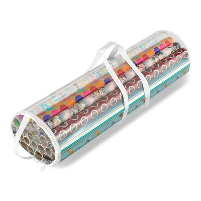 Whitmor Clear Giftwrap Organizer Roll: Plastic Storage Bag for Gift Wrap, Spot Clean, 31 Height, 8.7 Width