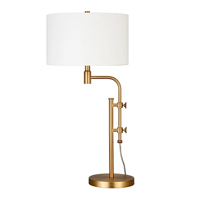 Hampton & Thyme Height-Adjustable Table Lamp with Fabric Shade : Industrial Style, Metal Body