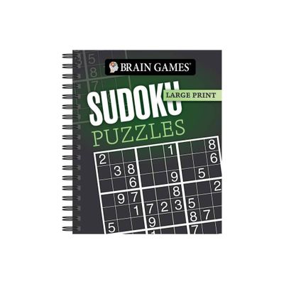 Brain Games - Large Print: Sudoku Puzzles (Dark Gray) - (Brain Games Large Print) by Publications International Ltd & Brain Games (Spiral Bound)