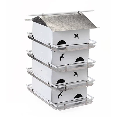 Birds Choice 36 Silver Unassembled Purple Martin House Watersedge Suites 4 Floor 8 Room Bird House: Weather-Resistant Aluminum, Pole Mount