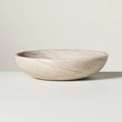 27oz Marble Fruit Bowl Warm Beige - Hearth & Hand with Magnolia: Shallow Round Design, Kitchen Decor