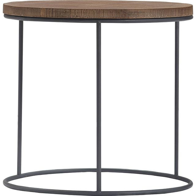 Set of 3 Berkshire Distressed Wood Nesting Side Tables - Finch: Metal Base, No Assembly Required