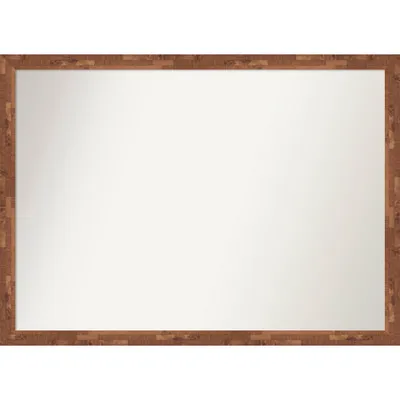 41 x 30 Non-Beveled Fresco Wood Bathroom Wall Mirror Light Pecan Brown - Amanti Art