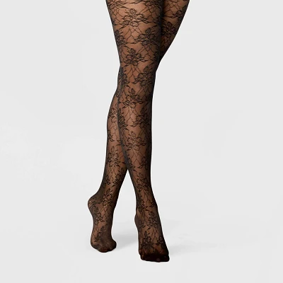 Womens Sheer Floral Tights