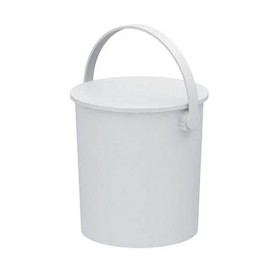 JEJ Astage 4gal Sturdy Bucket White Tote with Lid Storage Bins Buckets, Home Outdoor Plastic Storage Box