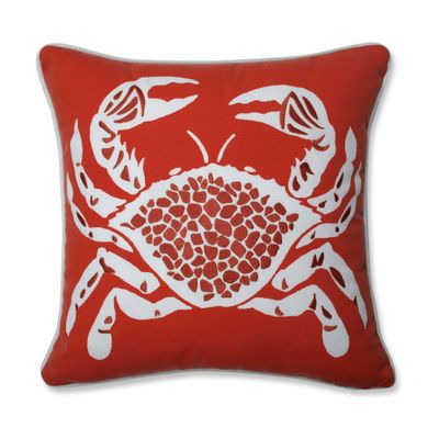 Calvin the Crab Throw Pillow Orange - Pillow Perfect: UV & Weather-Resistant, Nautical Decor