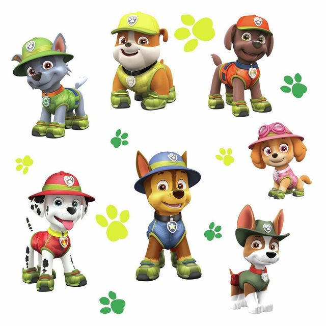 RoomMates PAW Patrol Jungle Peel and Stick Giant Kids Wall Decals Single Sheet