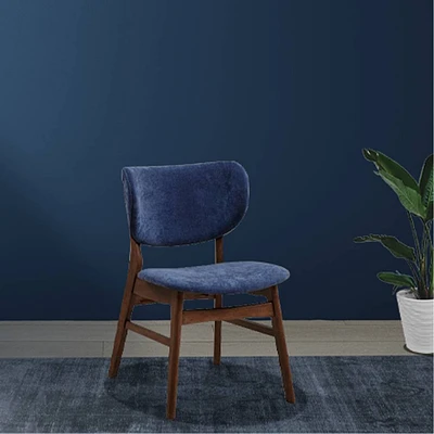 Acme Furniture Bevis Dining Chair Blue Fabric/Walnut Finish