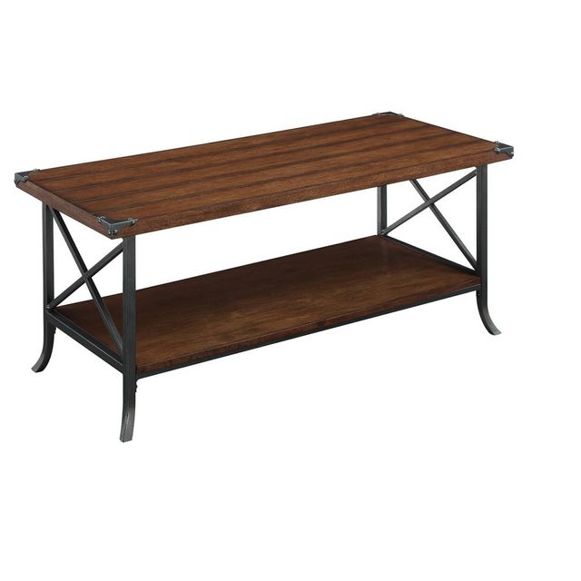 Brookline Coffee Table Dark Walnut/Slate Gray - Breighton Home: Elegant Design, Decorative Metal, Storage Shelf