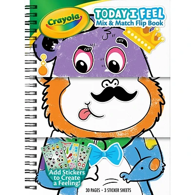 Crayola Today I Feel Mix & Match Flip Book: Flippable Coloring & Sticker Book for Kids, 30 Pages, Activity Pad