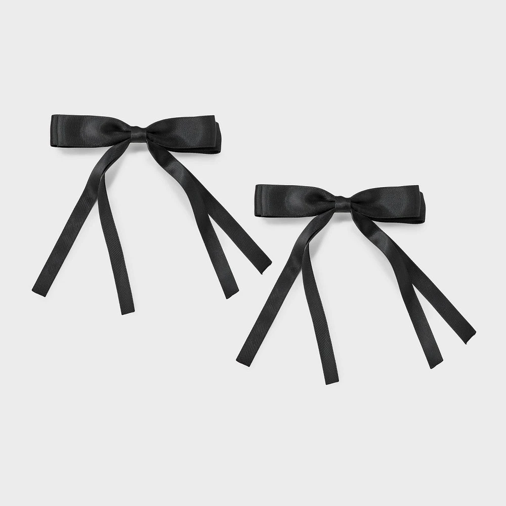 Small Satin Bow Hair Barrette Set 2pc