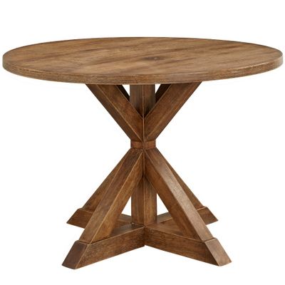 Buylateral Roma Dining Table Driftwood:: Rubberwood & Veneer, 6 Seats, Pedestal Base