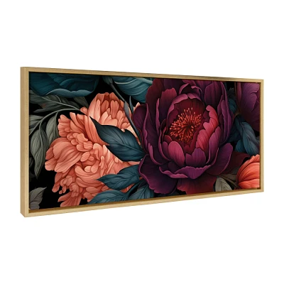 Kate & Laurel All Things Decor 18x40 Sylvie Dark Academia Floral in Rich Jewel Tones Framed by The Creative Bunch Studio