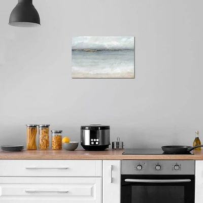 iCanvas Serene Sea Gray Gold Landscape by Cynthia Coulter Canvas Print Wall Art