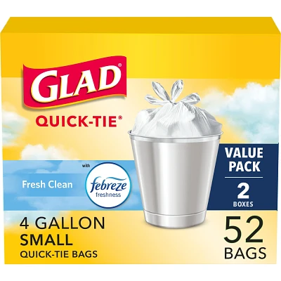 Glad Small Trash Bags + OdorShield White Trash Bags - 4 Gallon - 52ct