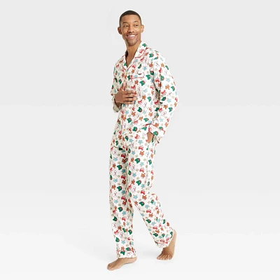 Men Holiday Treat Print Flannel Holiday Matching Family Pajama Set