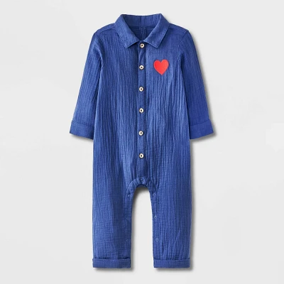 Baby Boy Heart Gauze Romper