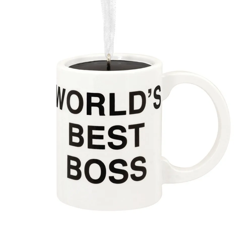 Hallmark The Office Worlds Best Boss Coffee Mug Christmas Tree Ornament