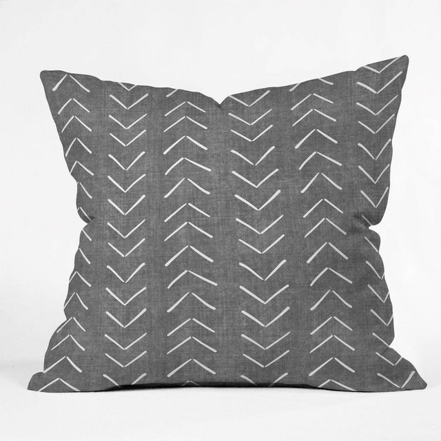 16x16 Becky Bailey Mud Cloth Big Arrows Square Throw Pillow Gray - Deny Designs