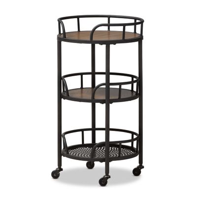 Baxton Studio Bristol Rustic Industrial Style Metal and Wood Mobile Serving Cart Baxton Studio Bristol Rustic Industrial Style Metal and Wood Mobile Serving Cart