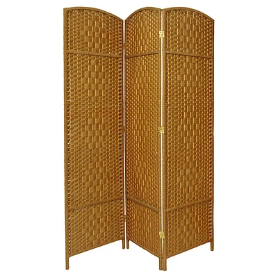 Oriental Furniture 7 Tall Diamond Weave 3 Panel Room Divider : Hardwood & Metal