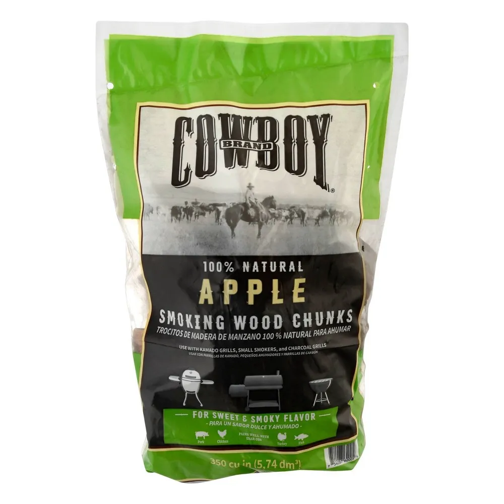 Cowboy 350 cu in Apple Wood Chunks: Natural Smoking for BBQ, Ideal with Beef & Seafood