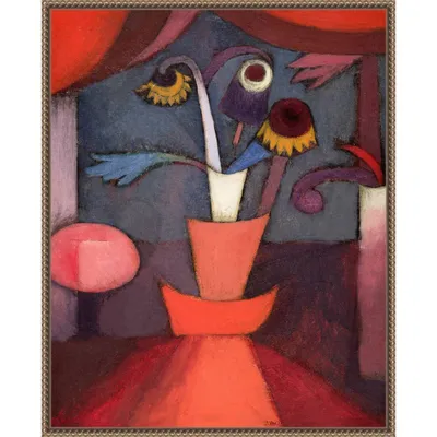 23x28 Autumn Flower 1922 by Paul Klee Framed Canvas Wall Art Print Bronze - Amanti Art