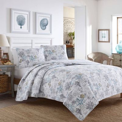 Twin Beach Bliss Pelican Quilt & Sham Set Gray - Tommy Bahama