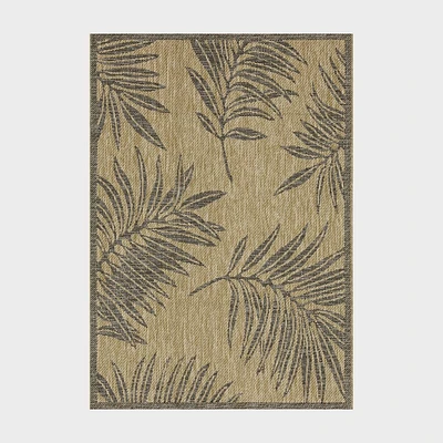 Playa Rug 9x12 Machine Washable Liana Rectangle Woven Indoor Outdoor Area Rug Jute and Black: UV & Stain Resistant, Low Pile Sisal Rug