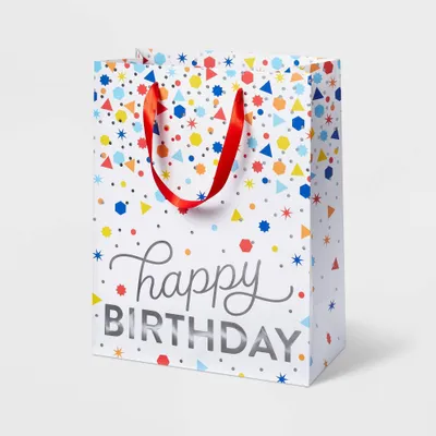 Happy Birthday Confetti Medium Gift Bag White - Spritz