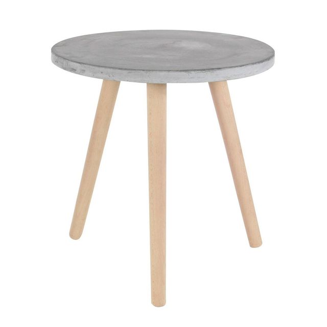 Wood Fiber Clay Patio Accent Table - Olivia & May: Round Concrete Top, Fade-Resistant, Outdoor Pedestal Design