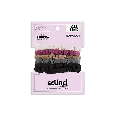 scnci No Damage Thin Knit Scrunchies - Assorted Colors - All Hair - 6pk
