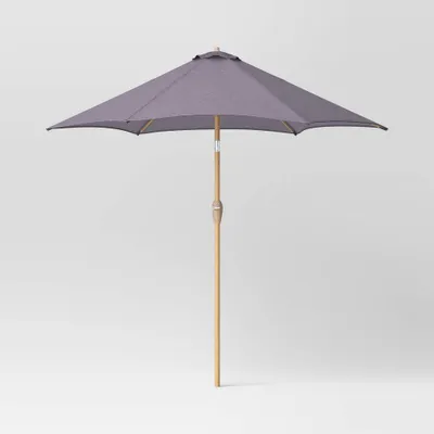 9 Round Outdoor Patio Market Umbrella with Faux Wood Pole