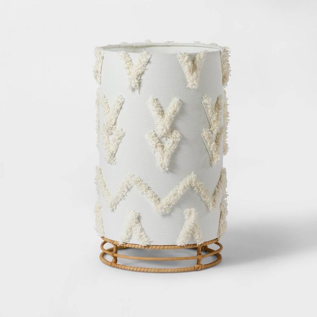 Boho Rattan Cylinder Kids Nightlight (Light Bulbs Not Included) - Pillowfort: Chevron Pattern, Toddler Night Light Lamp