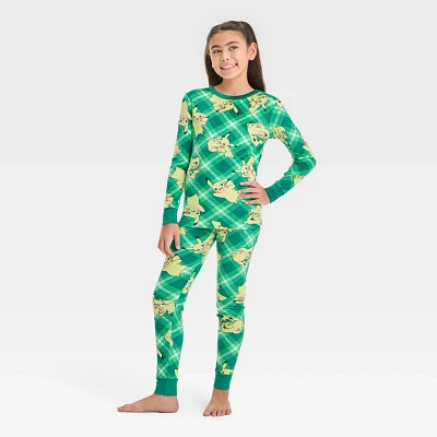 Girls Pokemon Pikachu 2pc Plaid Pajama Set