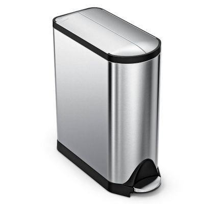 simplehuman 45L Butterfly Lid Kitchen Step Trash Can Stainless Steel: Indoor Silver Garbage Can, 11.9 Gallon Capacity