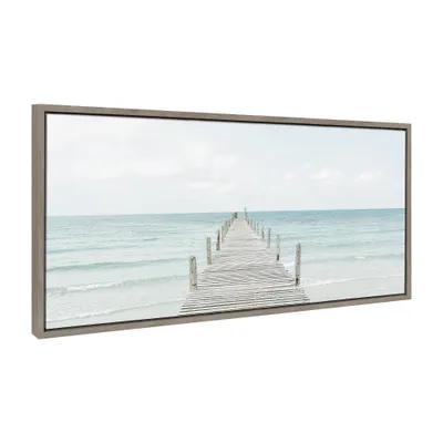 Sylvie Wooden Pier on Beach Framed Canvas by Amy Peterson Gray