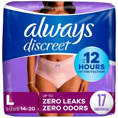 Always Discreet Adult Postpartum Incontinence Underwear for Women - Maximum Protection - Maximum Large - 17ct