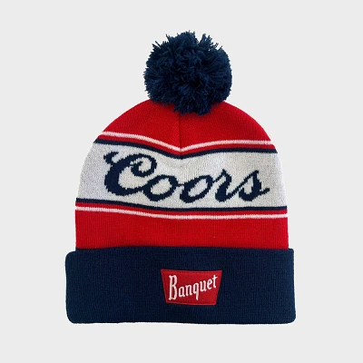 Men Coor Beer Pom Beanie - White/Blue/Red