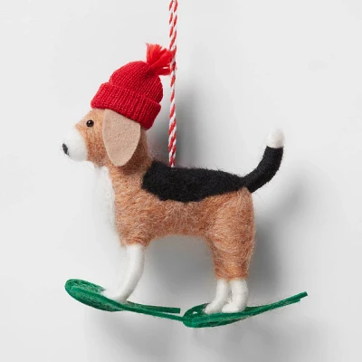 Felted Wool Beagle Dog Christmas Tree Ornament - Wondershop