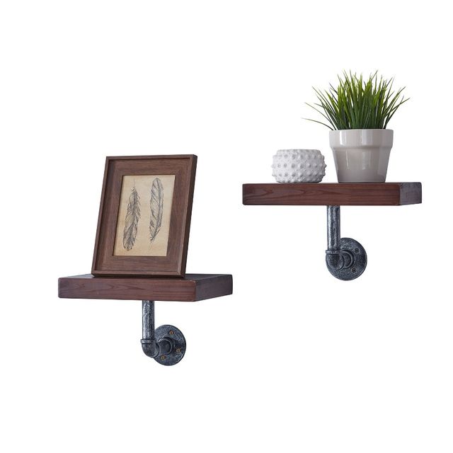 11.7 x 7.6 2pc Industrial Pipe Wall Shelf Set  - Danya B.