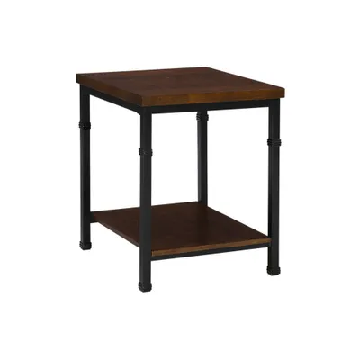 Austin Industrial Style Metal End Table with Shelf Brown/Black - Linon: Sturdy Bedside Table, 20 Width