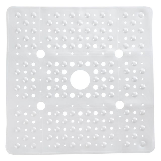 XL Non-Slip Square Shower Mat with Center Drain Hole Aqua - Slipx Solutions