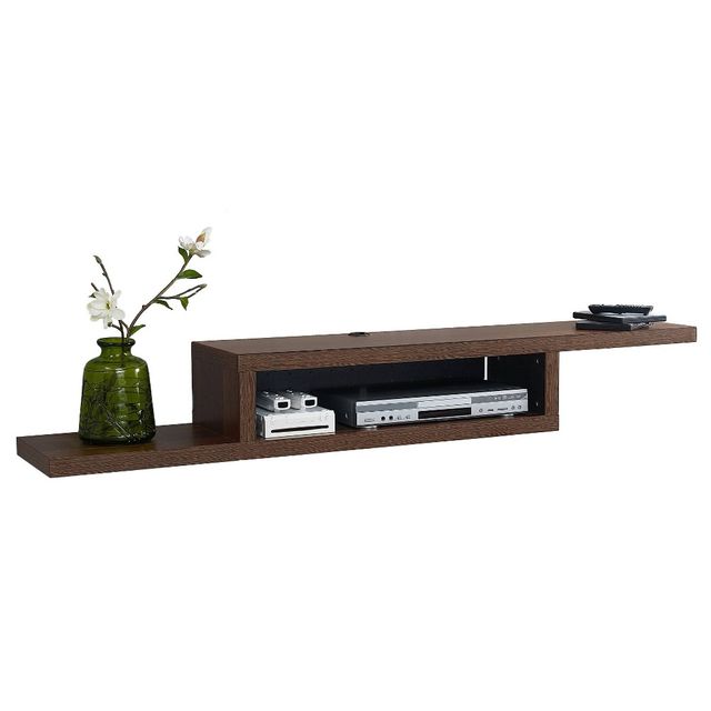 60 Skyline Wall Mounted Media Console Walnut - Martin Furniture: Asymmetrical Design, Audio/Video Storage, Cable Management