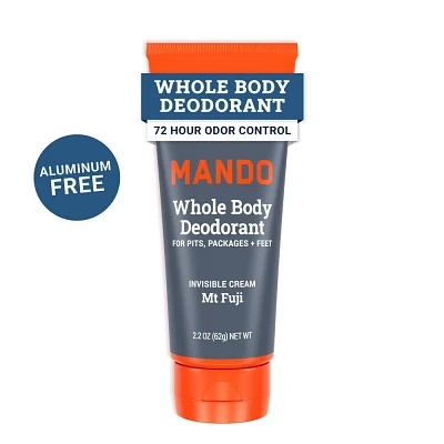 Mando Whole Body Deodorant - Mens Aluminum-Free Invisible Cream Deodorant - Mt Fuji - 2.2oz