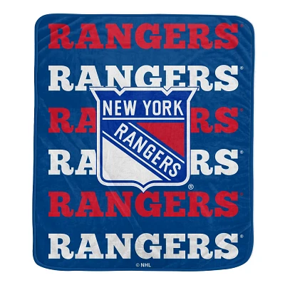 NHL New York Rangers Repeat Logo Wordmark Ultra Soft Blanket