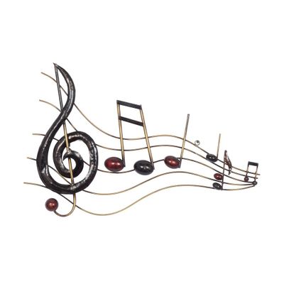 Metal Music Notes Wall Decor Brown - Olivia & May: Iron Sculpture, Eclectic Gift