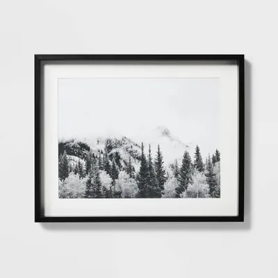 30x24 Foggy Mountains Framed Wall Art - Threshold designed with Studio McGee: Modern Decor, Black Frame, Landscape Print